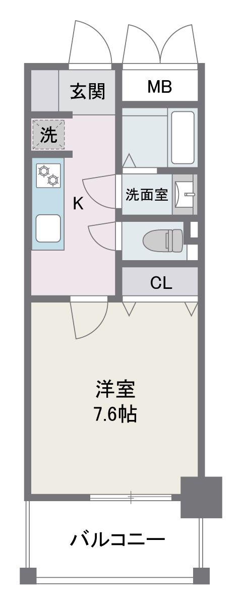 アビターレ薬院南(1K/4階)の間取り写真
