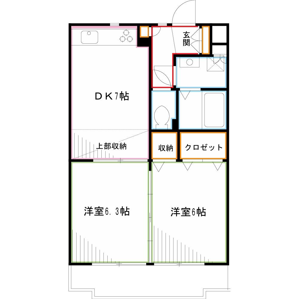 レジディア吉祥寺(2DK/2階)の間取り写真