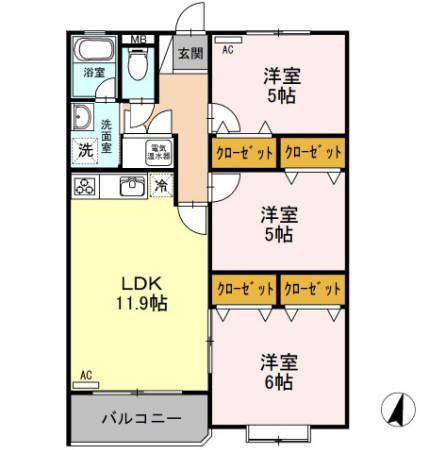 OWL HOUSE(3LDK/3階)の間取り写真