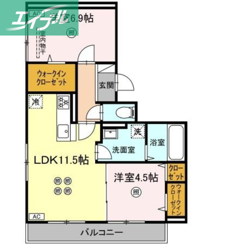 トリシア西崎本町(2LDK/3階)の間取り写真