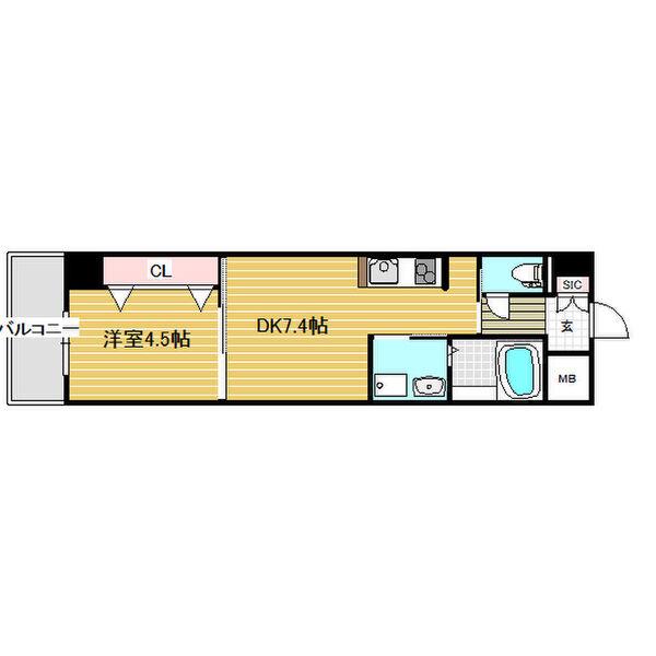 リアライズ深井駅前(1DK/7階)の間取り写真