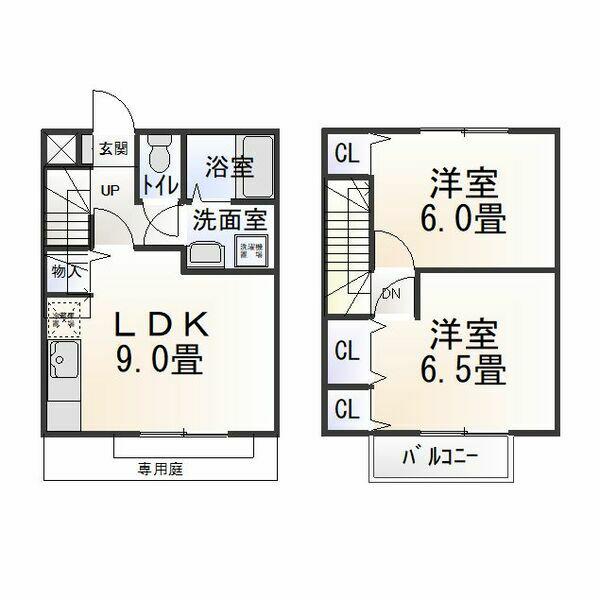 名鉄三河線 刈谷市駅 徒歩11分 2階建 築29年(2LDK/1階)の間取り写真