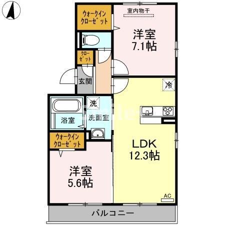 メゾンN(2LDK/3階)の間取り写真