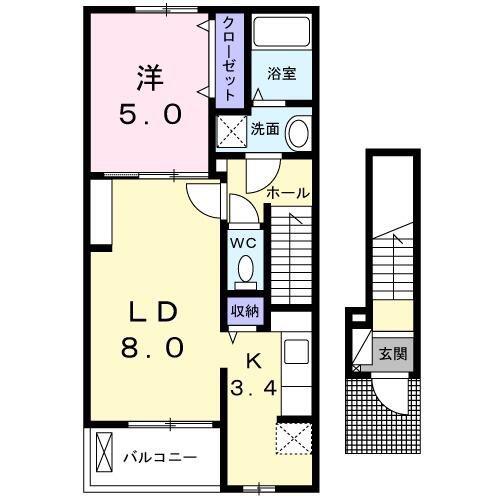 カメリア上北沢(1LDK/2階)の間取り写真