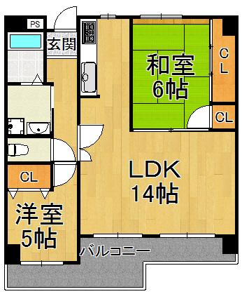ラフィーネセオミ(2LDK/6階)の間取り写真