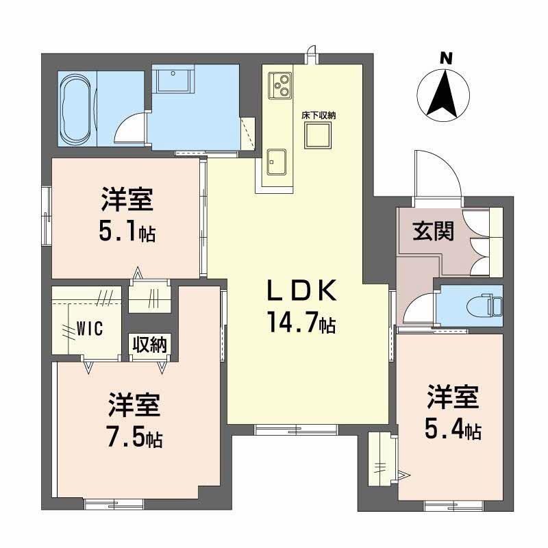 セレーノ野田(3LDK/1階)の間取り写真