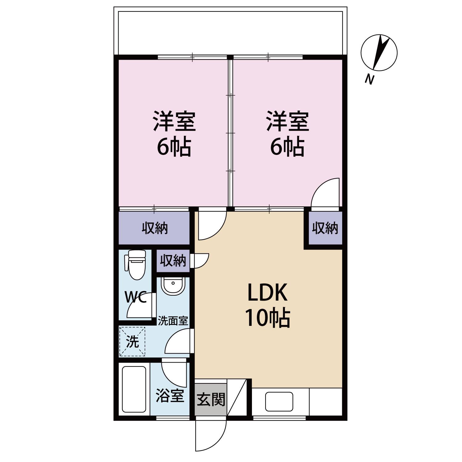ゼニス南西(2LDK/3階)の間取り写真