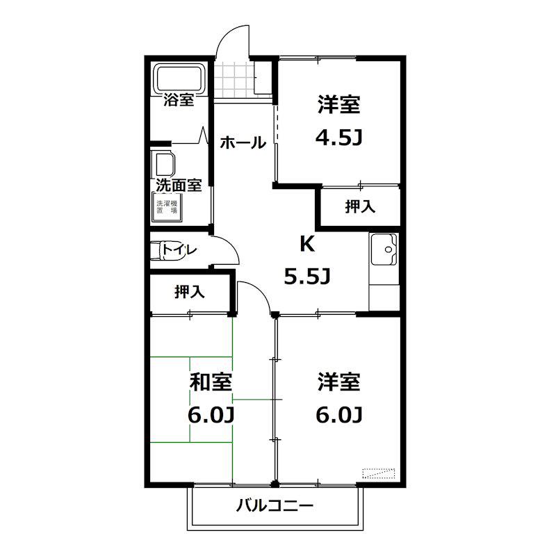 ドリームハイツ C棟(3K/2階)の間取り写真