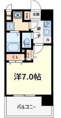 ラシーヌ瓦屋町(1K/12階)の間取り写真