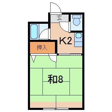 グリーンハイツましこ(1K/2階)の間取り写真
