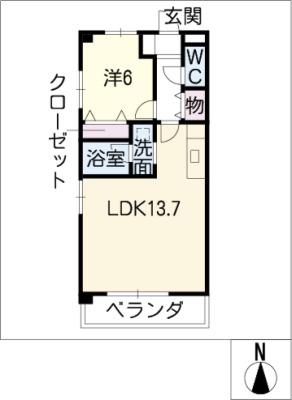 レージュ豊が丘(1LDK/3階)の間取り写真