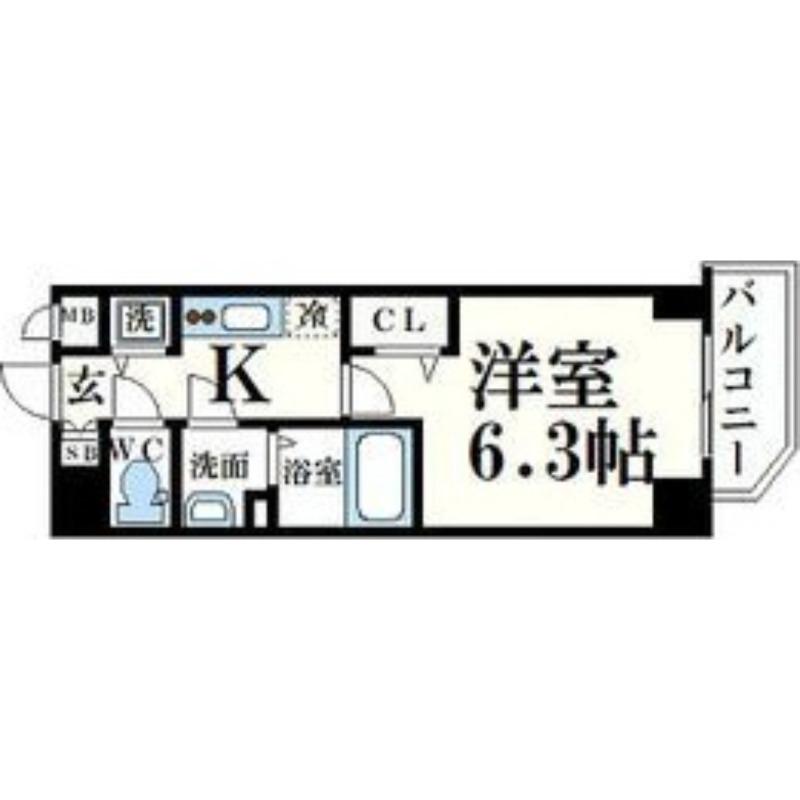 プレサンス江戸堀(1K/4階)の間取り写真