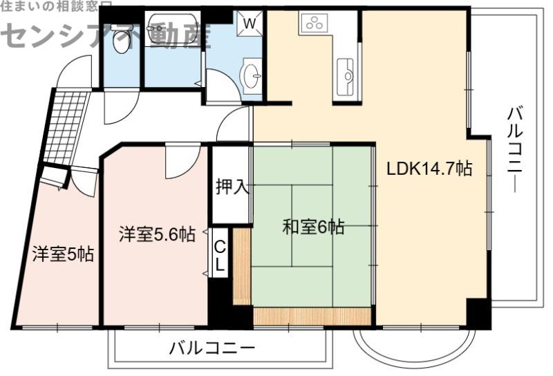 ウィンベル緑橋(3LDK/3階)の間取り写真
