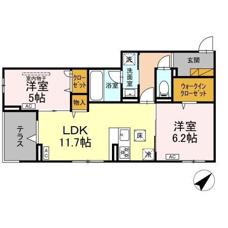 DーLOTUS(2LDK/1階)の間取り写真