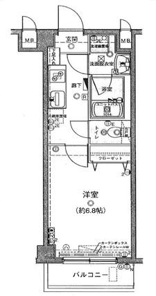 エクセリア氷川台(1K/2階)の間取り写真