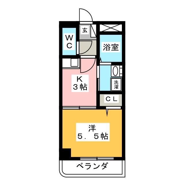 アルファ(1K/4階)の間取り写真