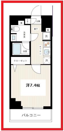 アゼスト千住大橋(1K/6階)の間取り写真