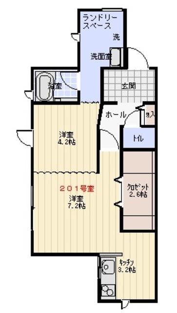 ナチュリラA(1LDK/2階)の間取り写真