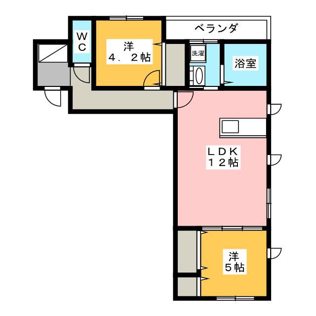 シェールポン(2LDK/2階)の間取り写真