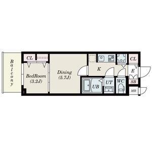 S-RESIDENCE日本橋QUALIER(2K/13階)の間取り写真