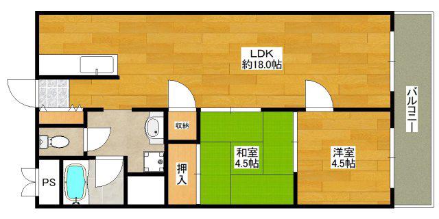 第ニハイツ幸和(2LDK/1階)の間取り写真