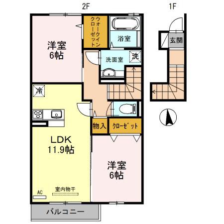 ステラ ポラリス(2LDK/2階)の間取り写真