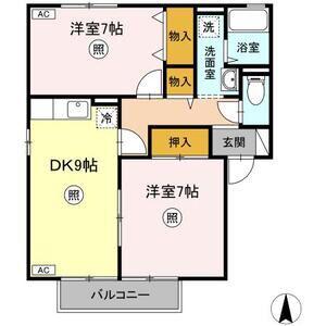 メゾンパーク新田東D(2DK/1階)の間取り写真