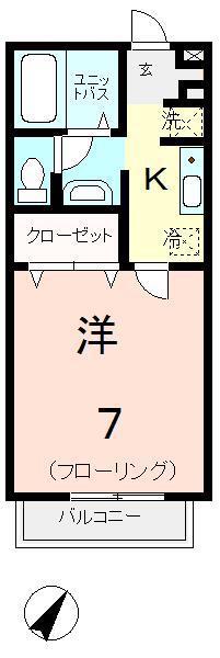 パークサイドヴィレッジ(1K/1階)の間取り写真