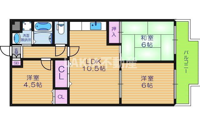 クレセントコート(3LDK/2階)の間取り写真