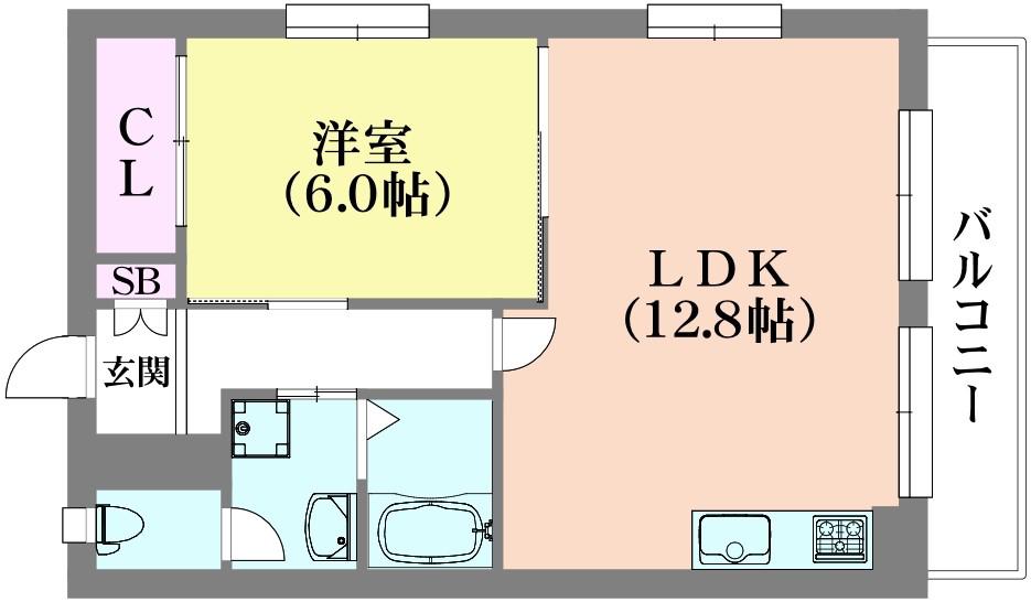 クイーンズハイツ名倉(1LDK/1階)の間取り写真