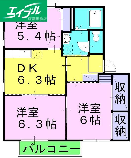 グッドライフ茶屋町 C棟(3DK/1階)の間取り写真