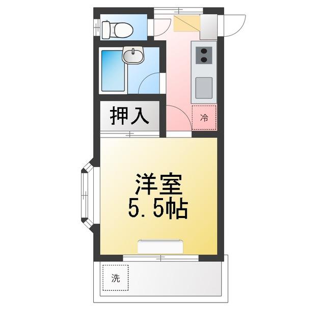 東ハイツ(1K/2階)の間取り写真