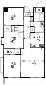 プラチド(3LDK/6階)の間取り写真