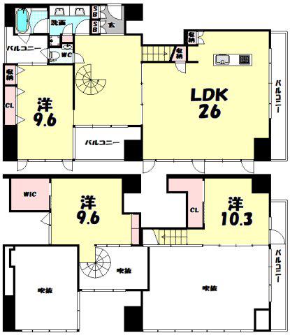 アーバネックス淀屋橋(3LDK/9階)の間取り写真