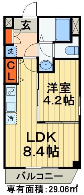 エクセレントコート千葉新宿(1LDK/5階)の間取り写真