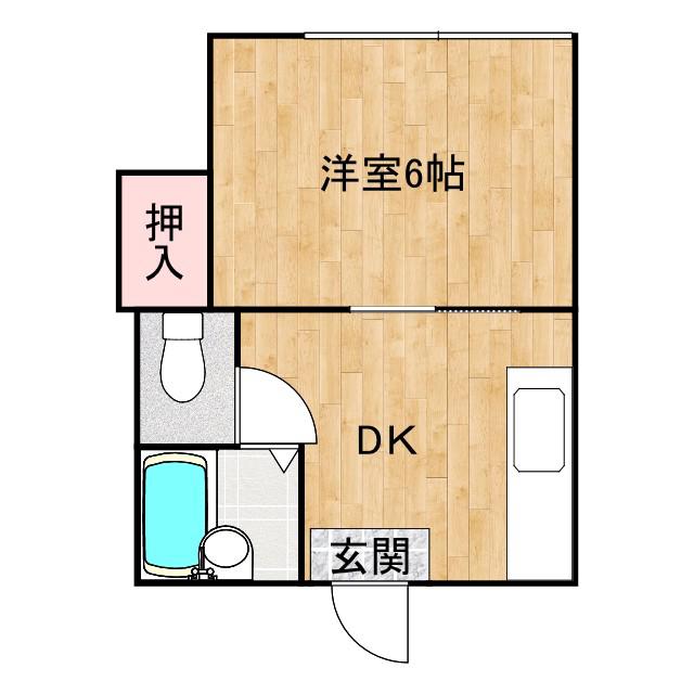 シャンブル三吉(1DK/2階)の間取り写真