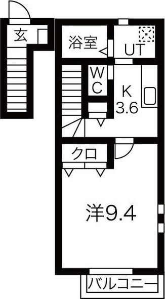 ロジェ コンフォールII(1K/2階)の間取り写真