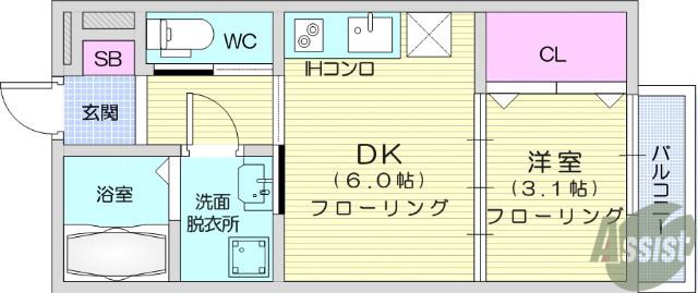 ル・ジェイド(1DK/3階)の間取り写真