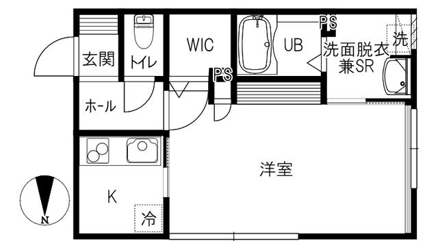 パスト中代(1K/1階)の間取り写真