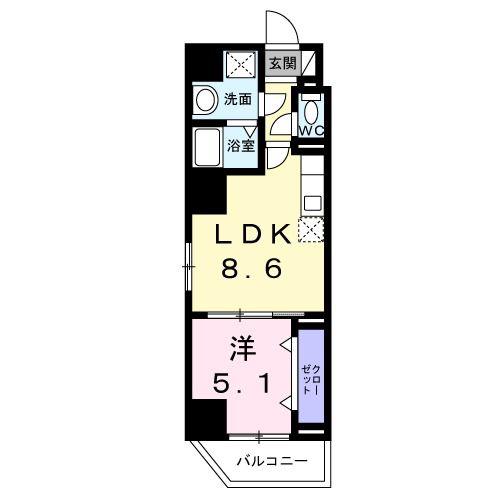 メゾン西浅草(1LDK/13階)の間取り写真