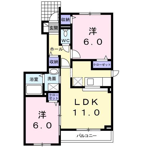 LEAF PLAZAIII(2LDK/1階)の間取り写真