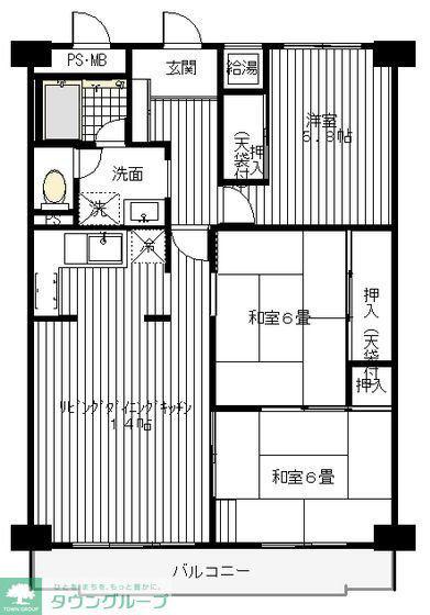 東武みずほ台東口サンライトマンション(3LDK/8階)の間取り写真