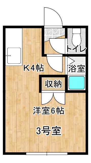ハイツ藤(1K/3階)の間取り写真