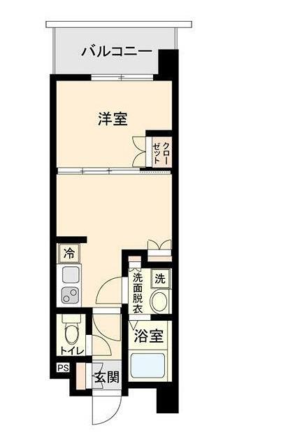 オープンブルーム二子(1DK/1階)の間取り写真