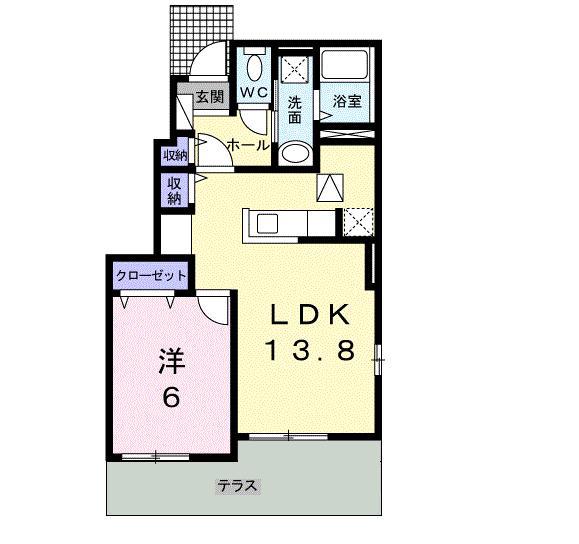 ラ・ベレッツァIID(1LDK/1階)の間取り写真