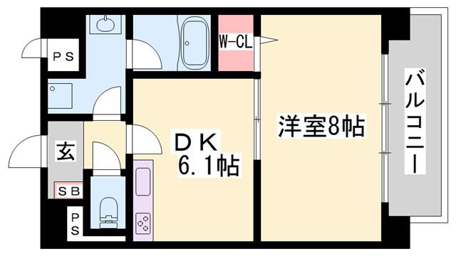 メゾンハピネスII(1DK/3階)の間取り写真