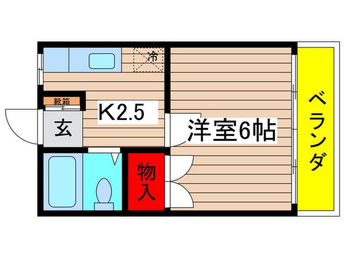 シャルムマンペイII(1K/2階)の間取り写真