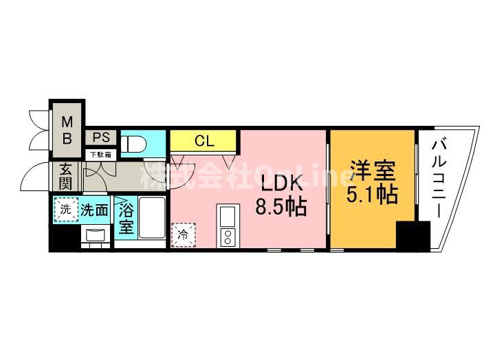 セレッソコート上本町イースト(1LDK/3階)の間取り写真