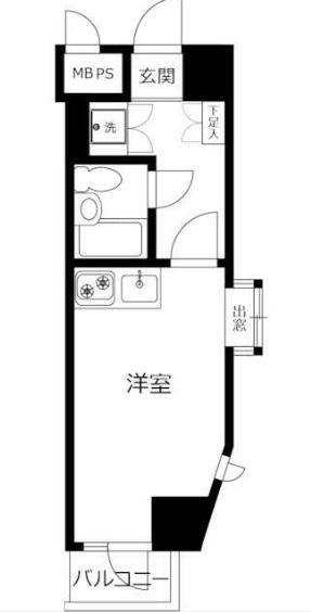 ライオンズマンション市谷薬王寺(ワンルーム/3階)の間取り写真