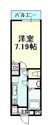 エメロード吉見(1K/1階)の間取り写真